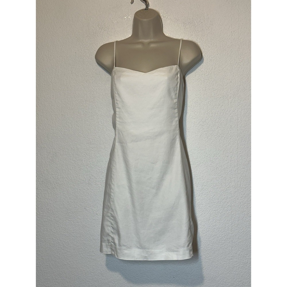 Babaton White Sweetheart Knit Dress Smocked Back Size 8